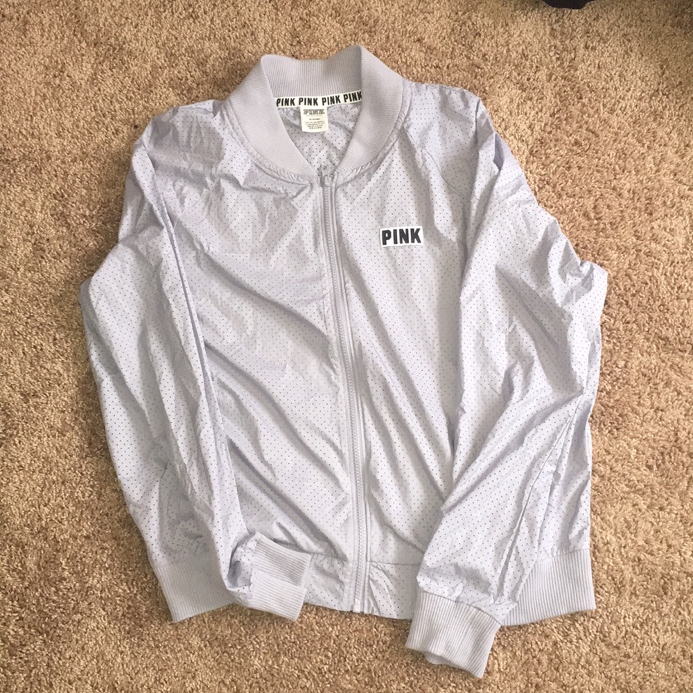 Pink Victoria’s Secret Light Grey Bomber Jacket 🌹